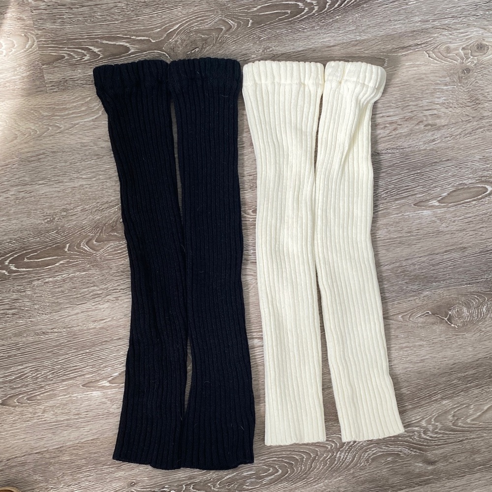 Black Ribbed Knit Leg Warmers - Pair